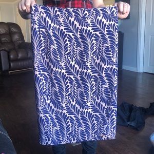 Blue and tan print pencil skirt NWT